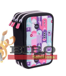 Penar școlar Milan „Aliens” cu 3 compartimente și umplutură